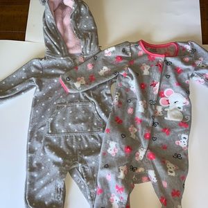 2x 6-9m sleep and play gray baby clothes